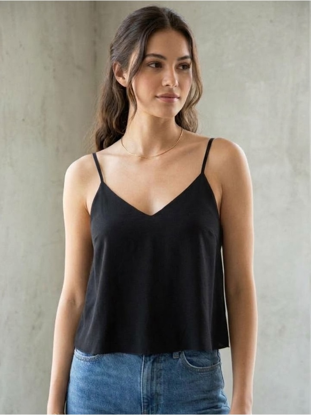 Brandy Melville Black Double Strap V-Neck Cami Top | Size S